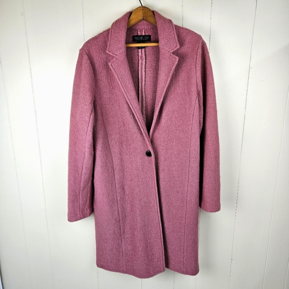 Rachel Zoe Pink Oversized Wool Button Up Coat